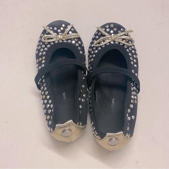 Stuart Weitzman Fannie Sparkle Ballet Flats rhinestone black dress shoes 11 - Picture 3 of 6